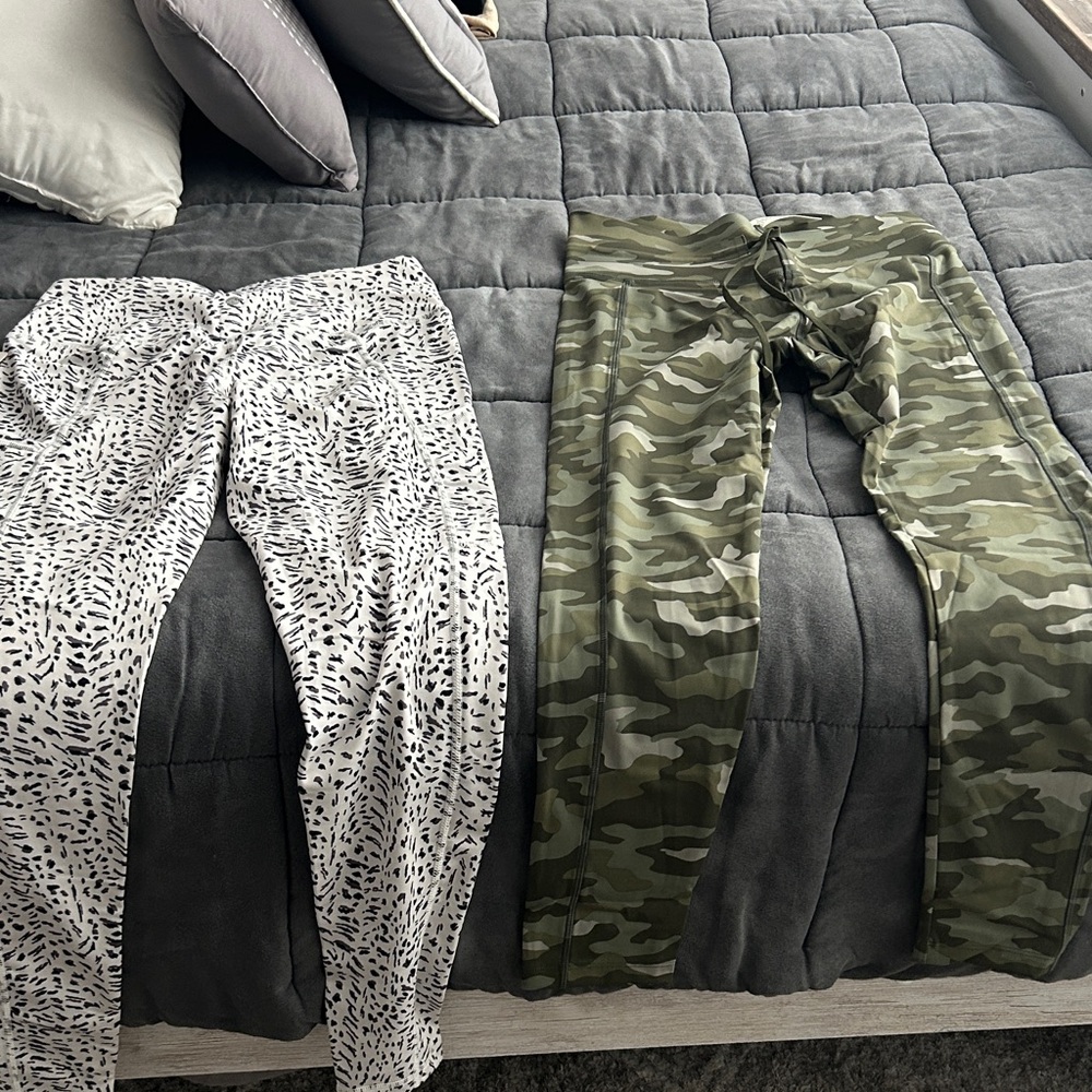 Stylish Black and White Print & Victoria Secret pink Green Camo Leggings
